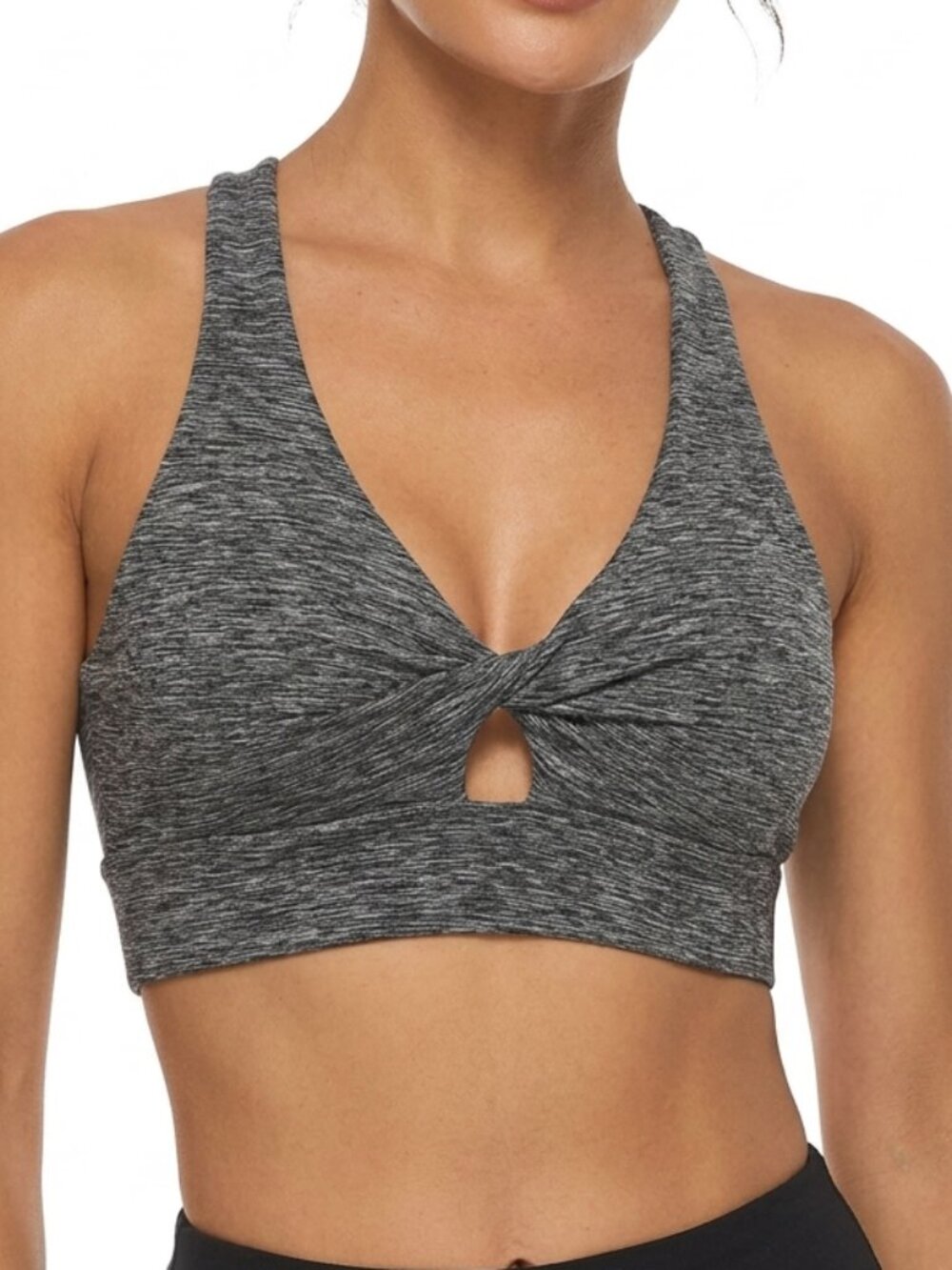Victoria's Secret Sport Heathered Gray Twist-Front Racerback Sports Bra